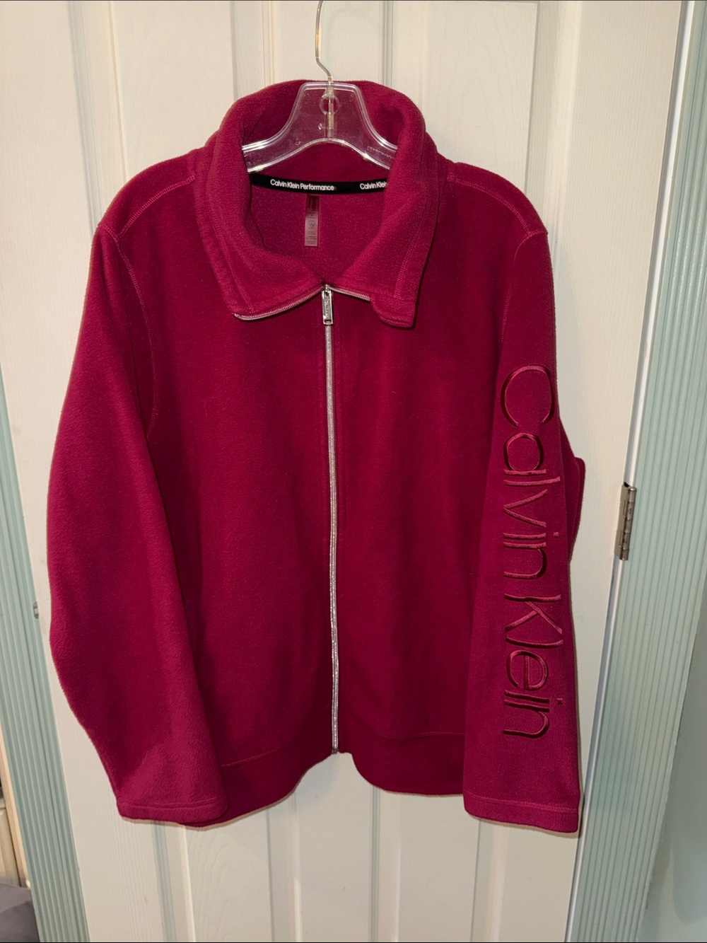 Calvin Klein Women’s Full-Zip Teddy Jacket - Berry Red